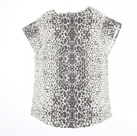 Womens UK Size M Zara Beige Basic T-Shirt