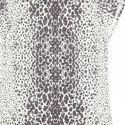 Womens UK Size M Zara Beige Basic T-Shirt