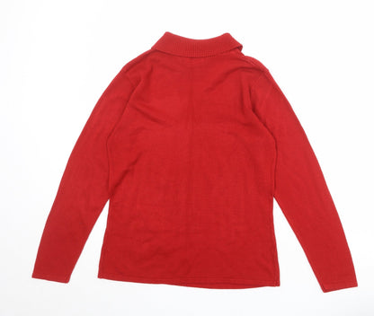 Dixie Womens Red Roll Neck Acrylic Pullover Jumper Size S - Size S/M