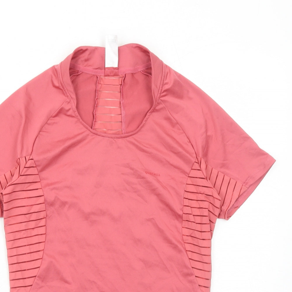 DECATHLON Womens Pink Polyester Pullover T-Shirt Size S Round Neck Pullover
