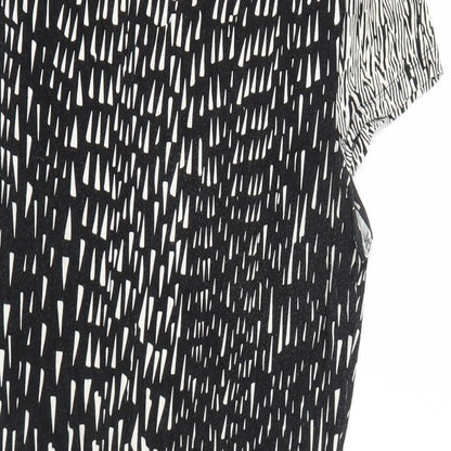 Uttam Boutique Womens Black Geometric Viscose Shift Size 14 V-Neck Pullover
