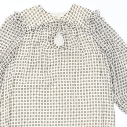 Max Studio Womens Ivory Geometric Polyester Shift Size M V-Neck Button