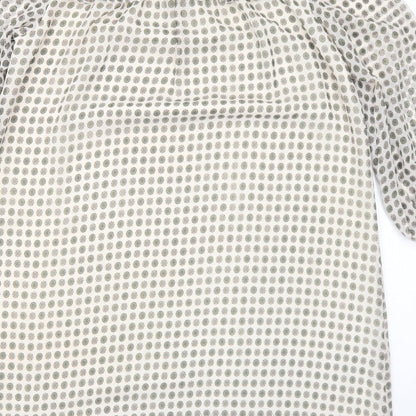 Max Studio Womens Ivory Geometric Polyester Shift Size M V-Neck Button