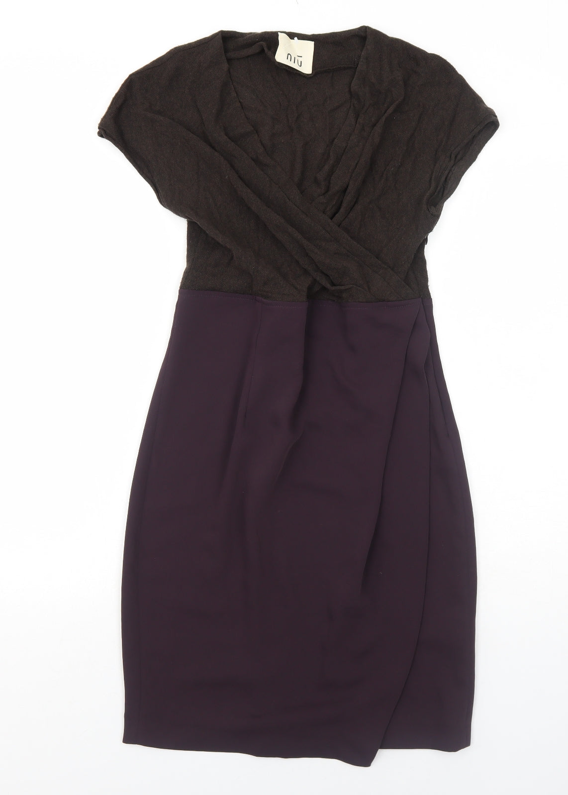 NIU Womens Purple Polyester Ball Gown Size S V-Neck Zip - Wrap Style