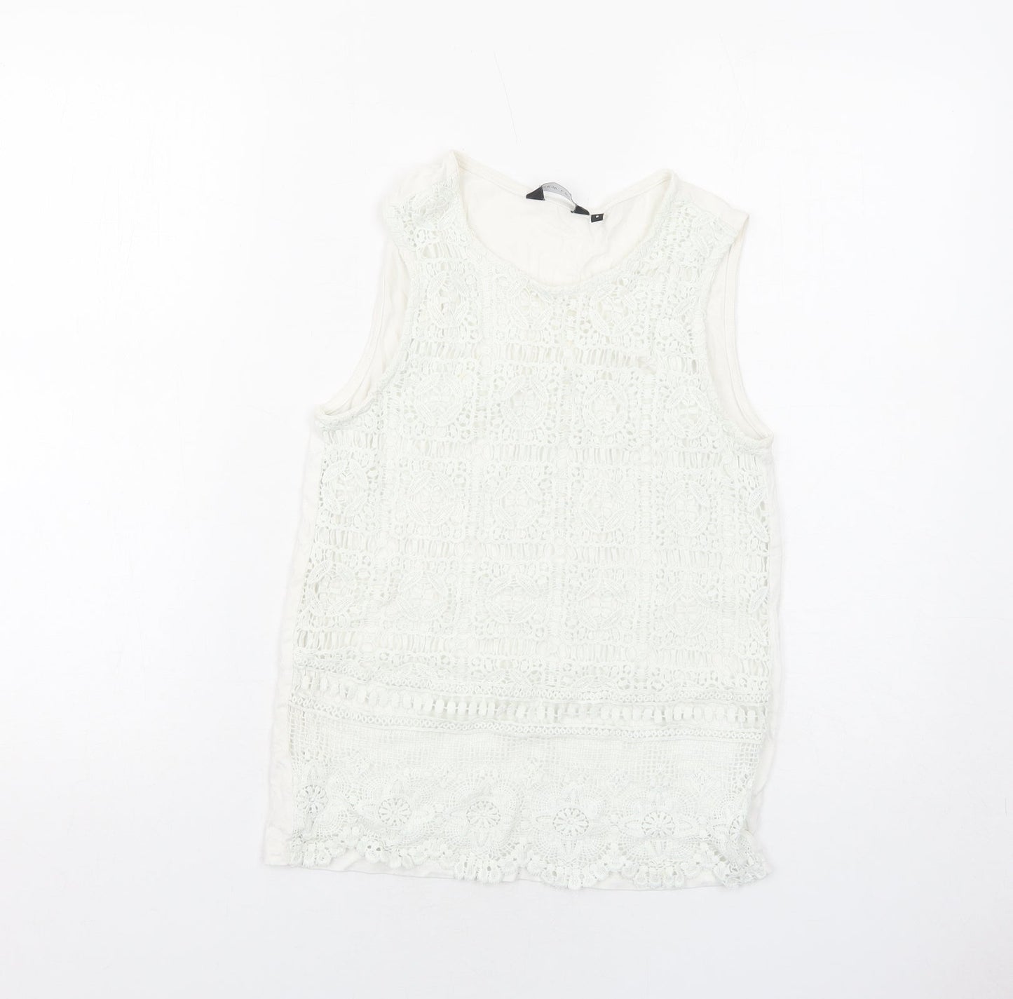 Womens UK Size 8 New Look White Basic Tank