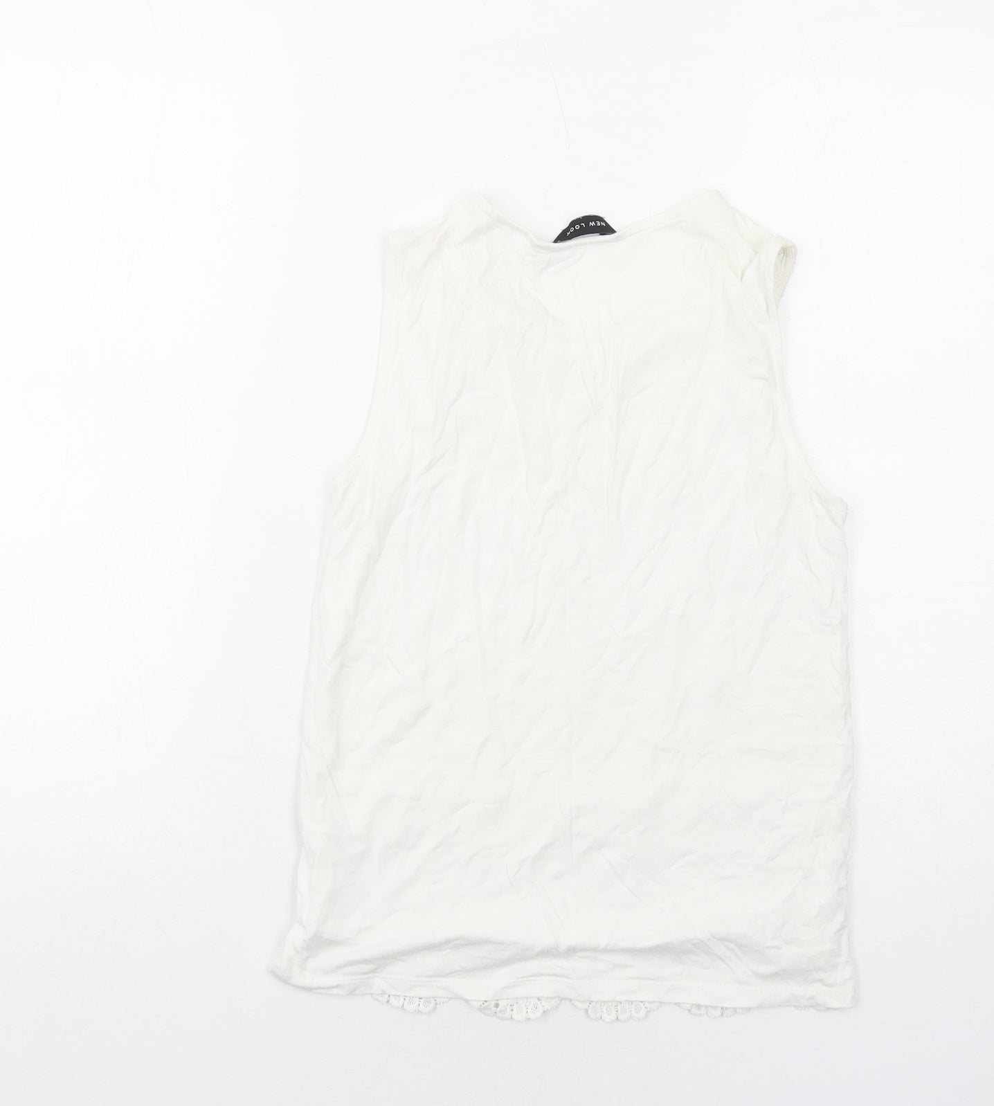 Womens UK Size 8 New Look White Basic Tank