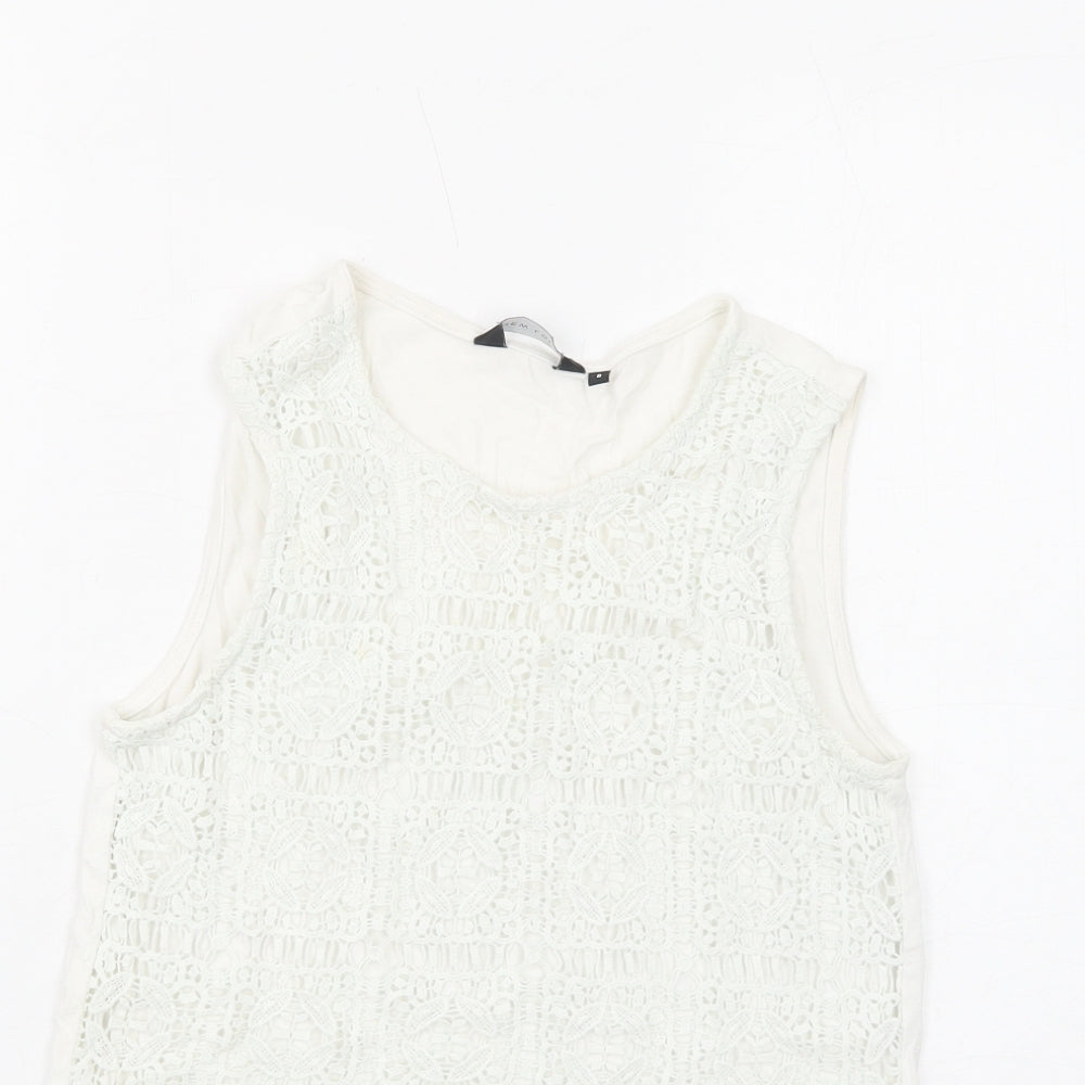 Womens UK Size 8 New Look White Basic Tank