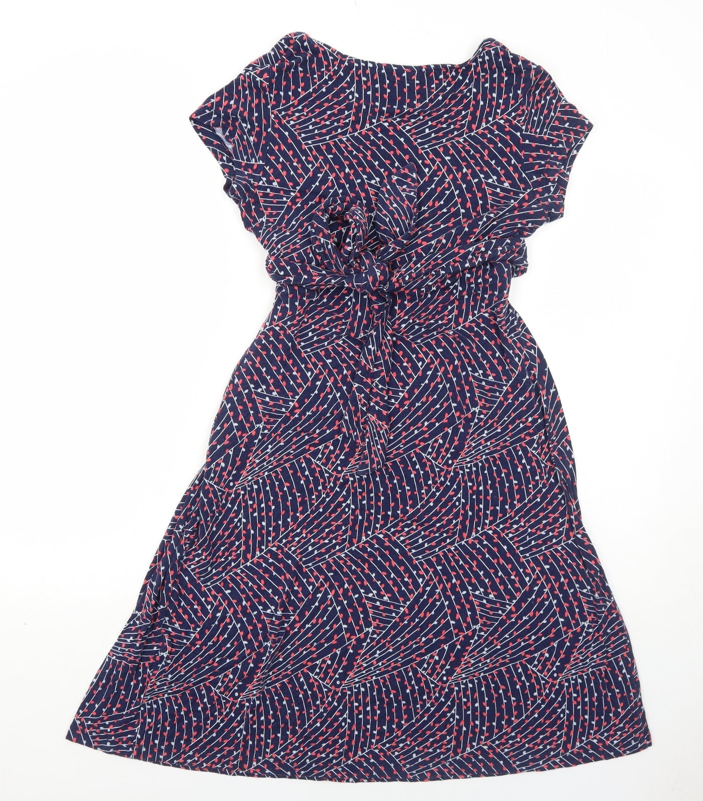 JoJo Maman Bébé Womens Blue Geometric Viscose Trapeze & Swing Size S V-Neck Pullover