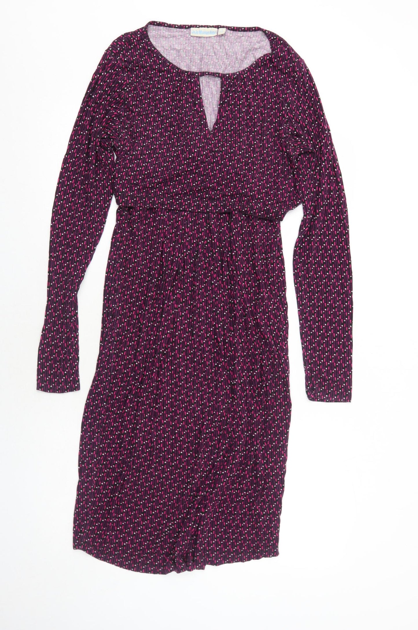 JoJo Maman Bébé Womens Purple Geometric Viscose A-Line Size S Boat Neck Pullover - Keyhole Neck