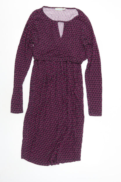 JoJo Maman Bébé Womens Purple Geometric Viscose A-Line Size S Boat Neck Pullover - Keyhole Neck