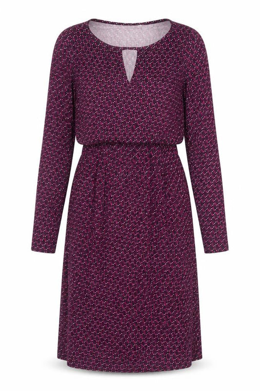 JoJo Maman Bébé Womens Purple Geometric Viscose A-Line Size S Boat Neck Pullover - Keyhole Neck