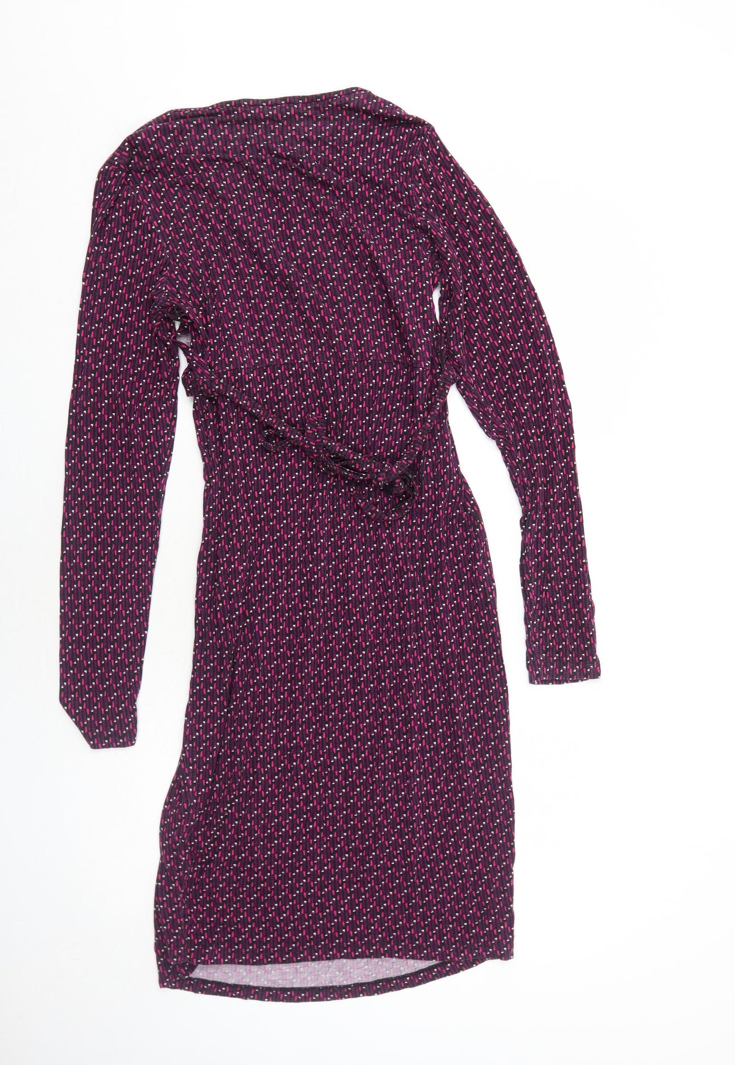 JoJo Maman Bébé Womens Purple Geometric Viscose A-Line Size S Boat Neck Pullover - Keyhole Neck