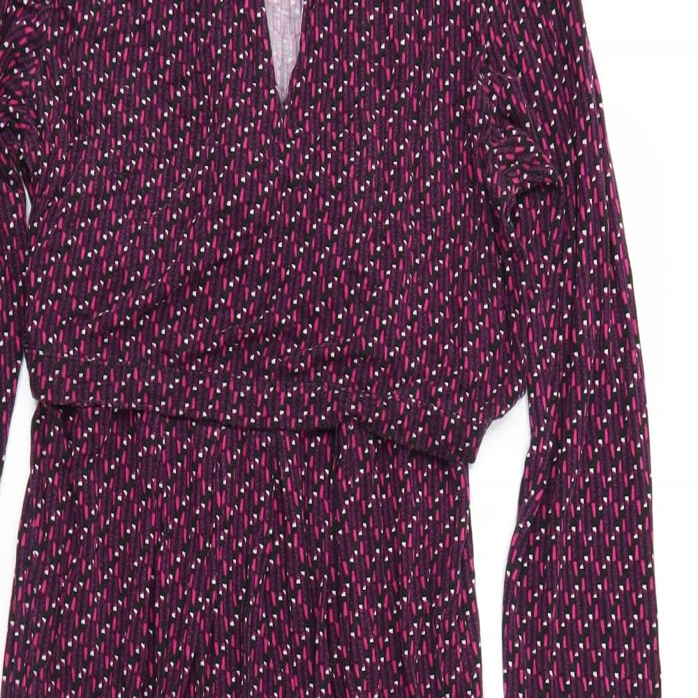 JoJo Maman Bébé Womens Purple Geometric Viscose A-Line Size S Boat Neck Pullover - Keyhole Neck