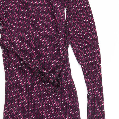 JoJo Maman Bébé Womens Purple Geometric Viscose A-Line Size S Boat Neck Pullover - Keyhole Neck
