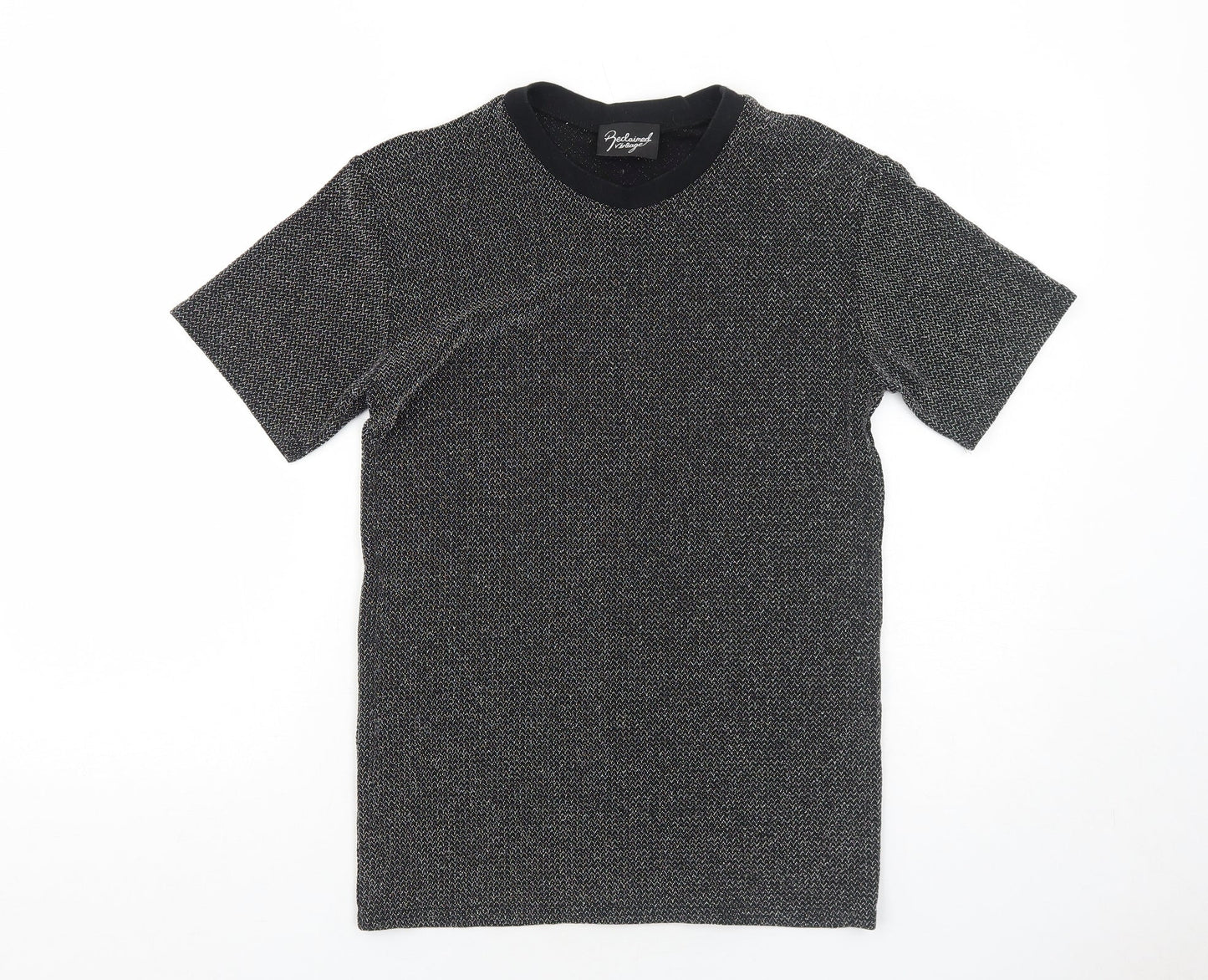 Womens UK Size S Reclaimed Vintage Black Basic T-Shirt