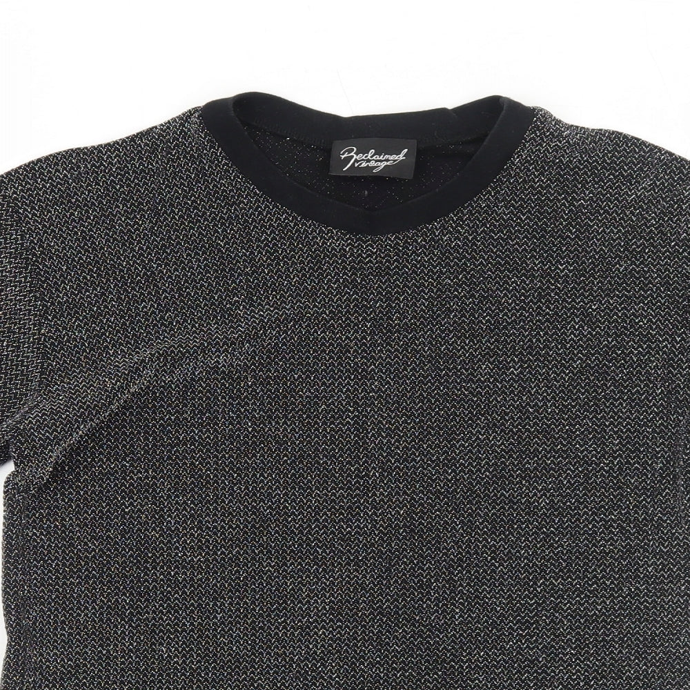 Womens UK Size S Reclaimed Vintage Black Basic T-Shirt