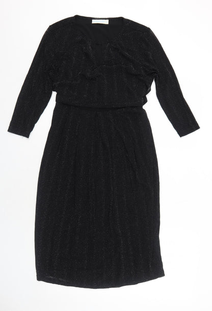 JoJo Maman Bébé Womens Black Striped Polyamide Trapeze & Swing Size S Round Neck Pullover