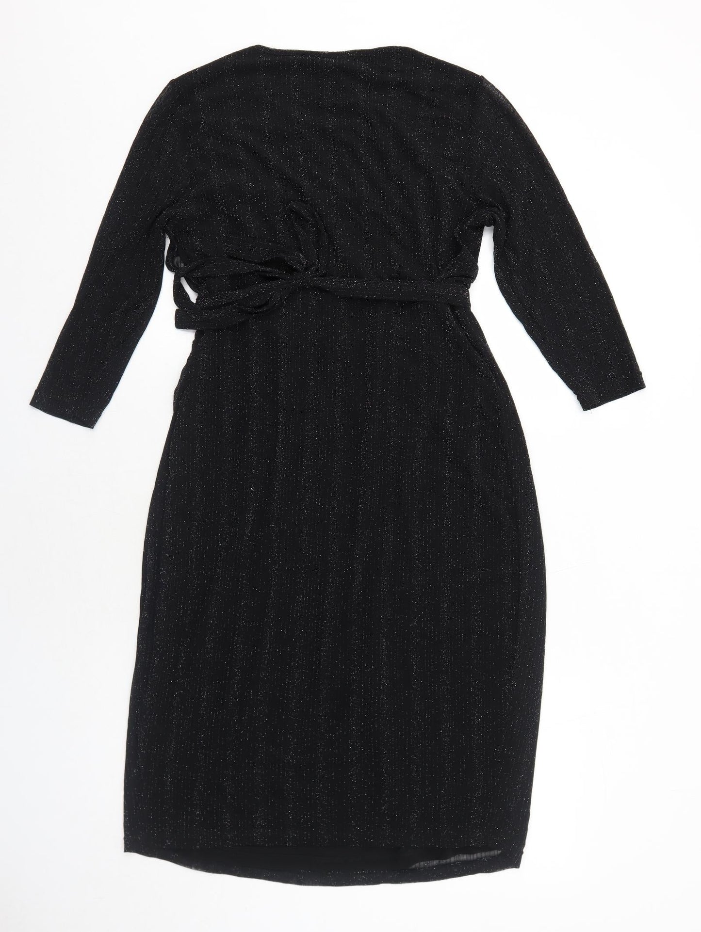 JoJo Maman Bébé Womens Black Striped Polyamide Trapeze & Swing Size S Round Neck Pullover