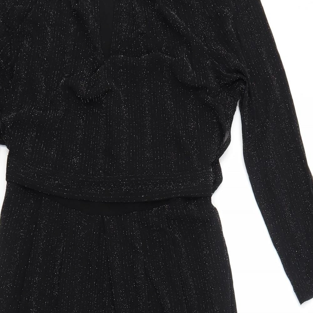 JoJo Maman Bébé Womens Black Striped Polyamide Trapeze & Swing Size S Round Neck Pullover