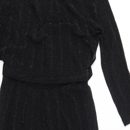 JoJo Maman Bébé Womens Black Striped Polyamide Trapeze & Swing Size S Round Neck Pullover