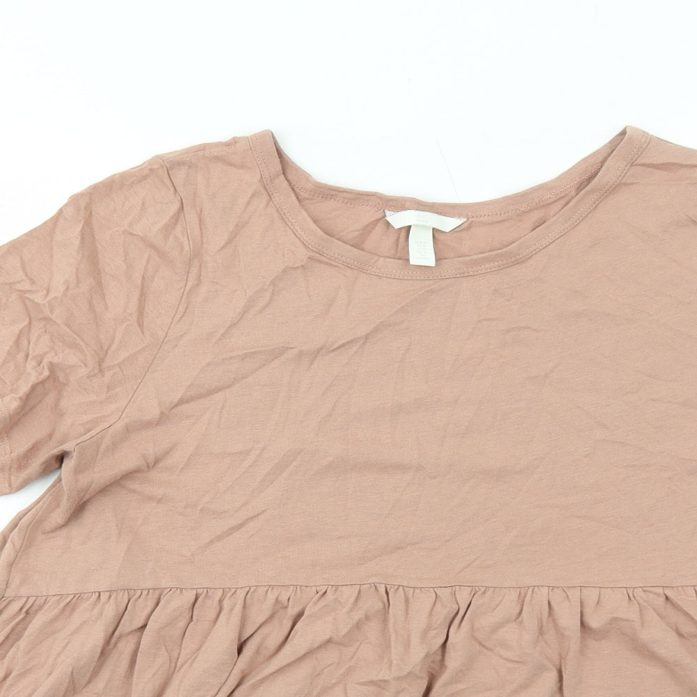 Womens UK Size M H&M Pink Basic Blouse