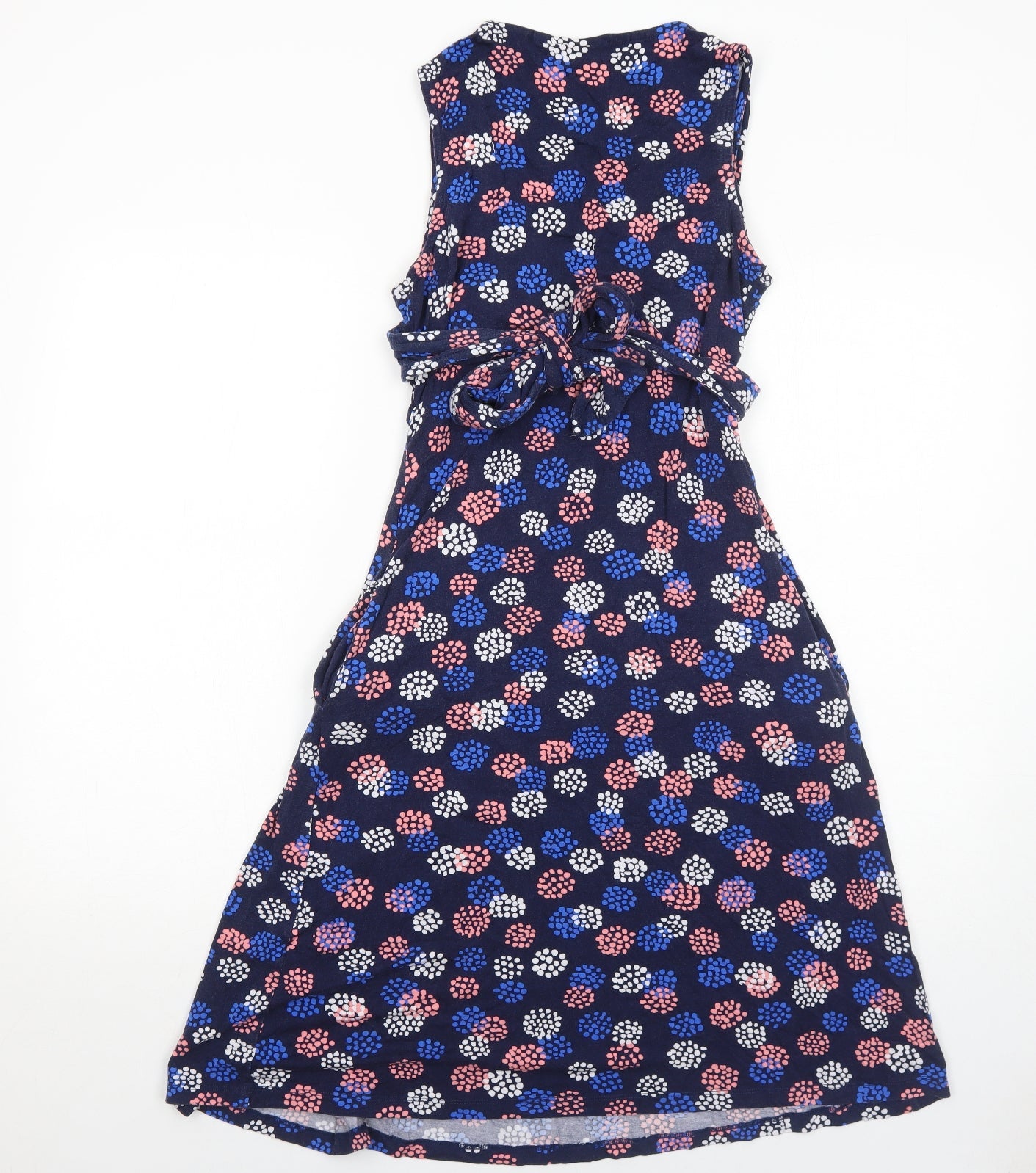JoJo Maman Bébé Womens Blue Geometric Viscose Trapeze & Swing Size S Round Neck Pullover