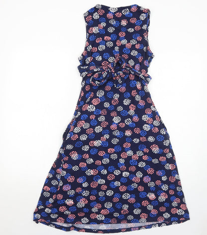 JoJo Maman Bébé Womens Blue Geometric Viscose Trapeze & Swing Size S Round Neck Pullover