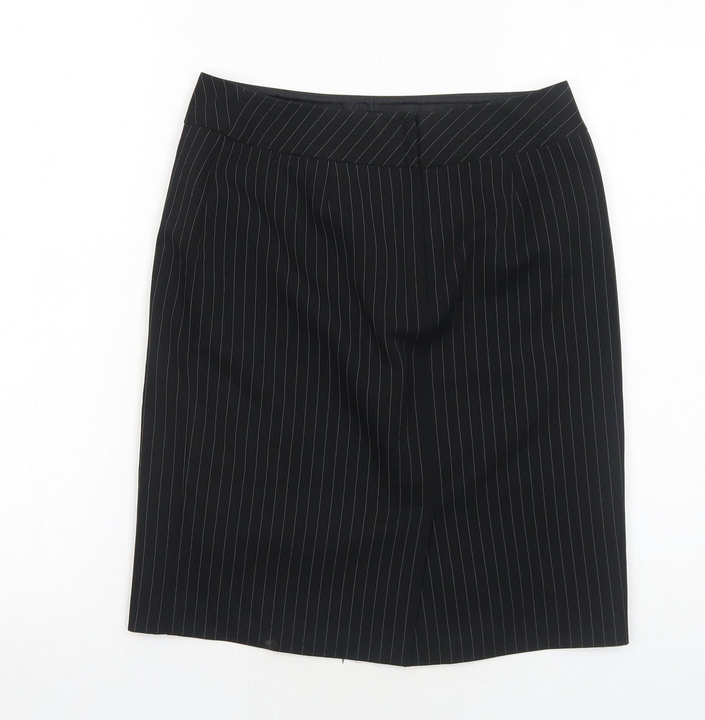 Dorothy Perkins Womens Black Striped Polyester A-Line Skirt Size 8 Regular Zip