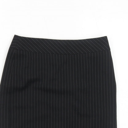 Dorothy Perkins Womens Black Striped Polyester A-Line Skirt Size 8 Regular Zip