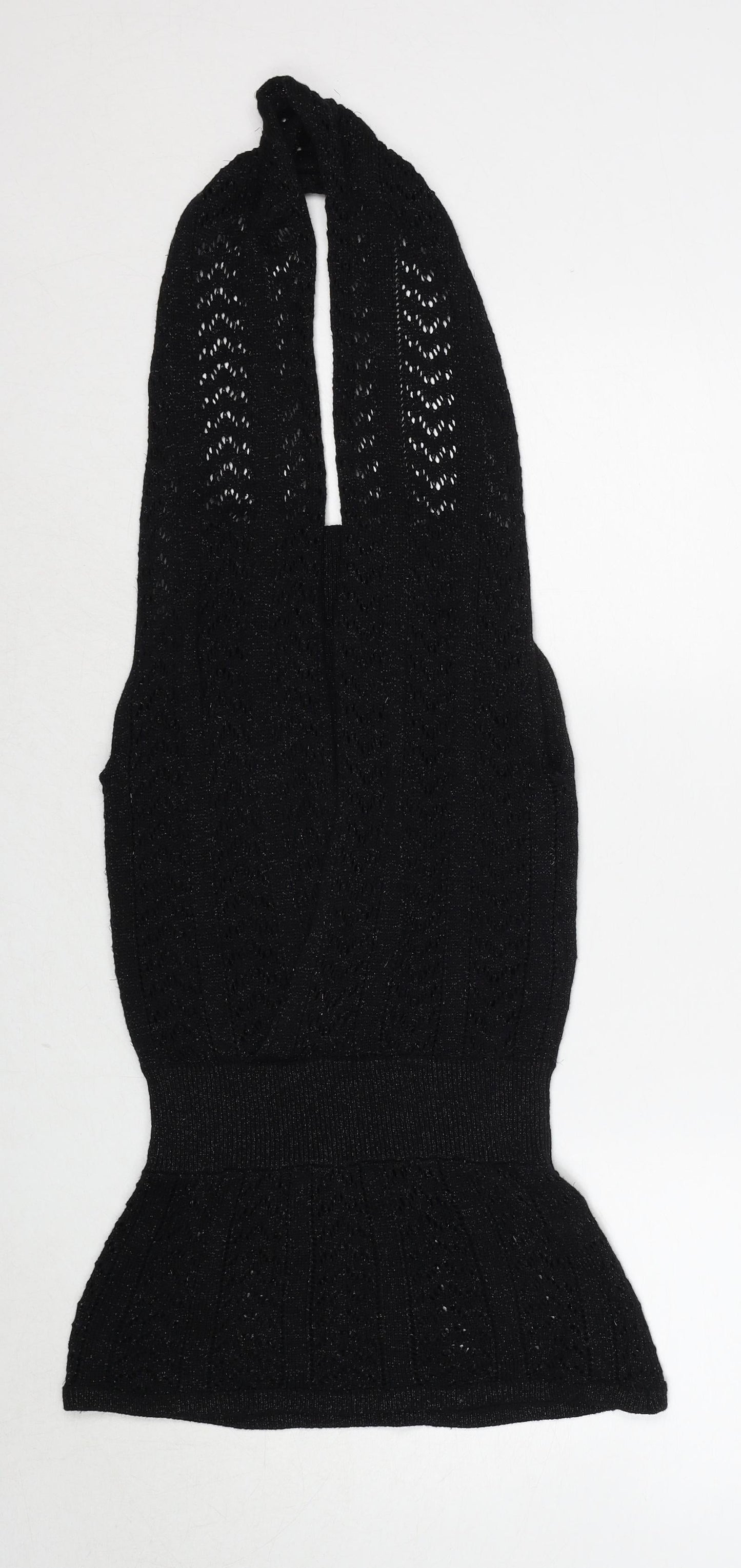 Anges Womens Black V-Neck Viscose Vest Jumper Size 10 - Size 10-12