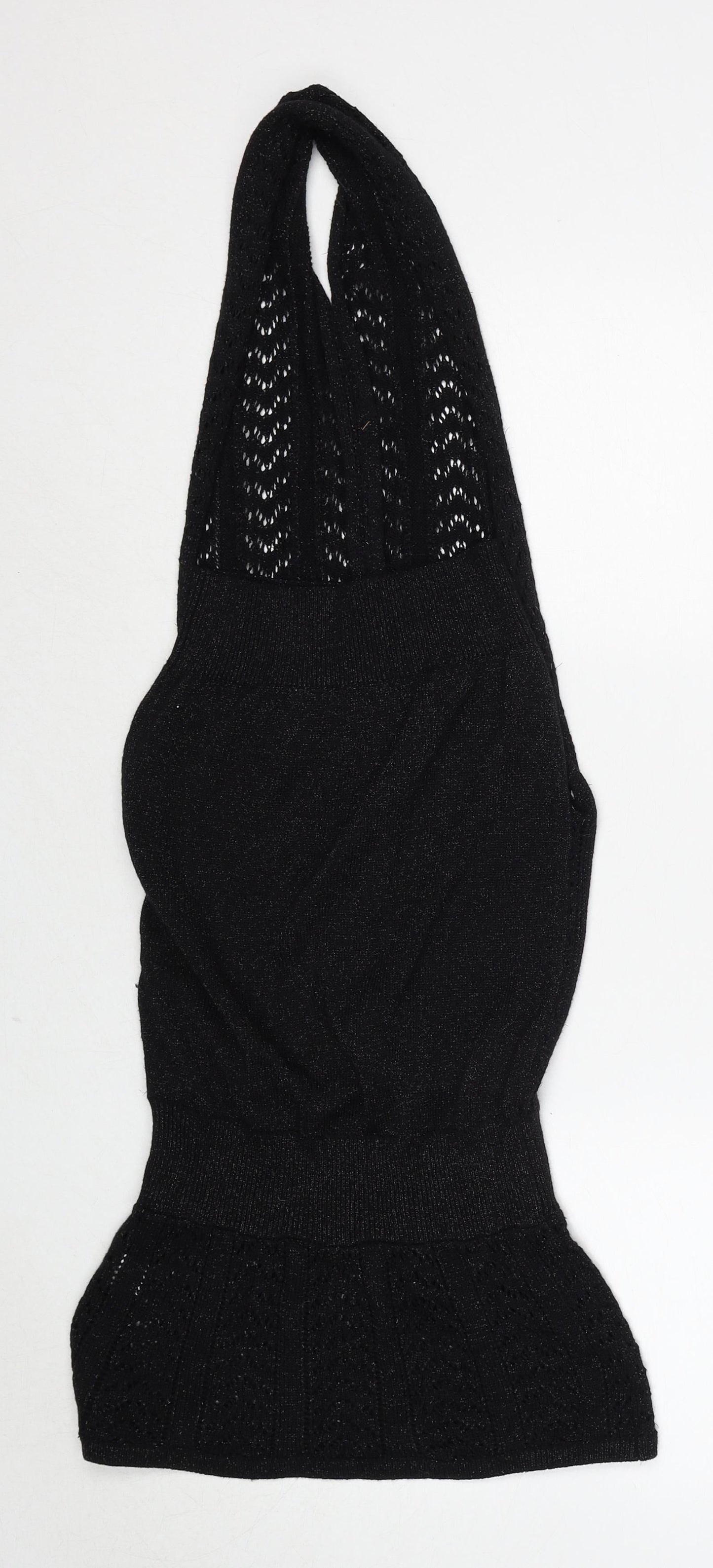 Anges Womens Black V-Neck Viscose Vest Jumper Size 10 - Size 10-12
