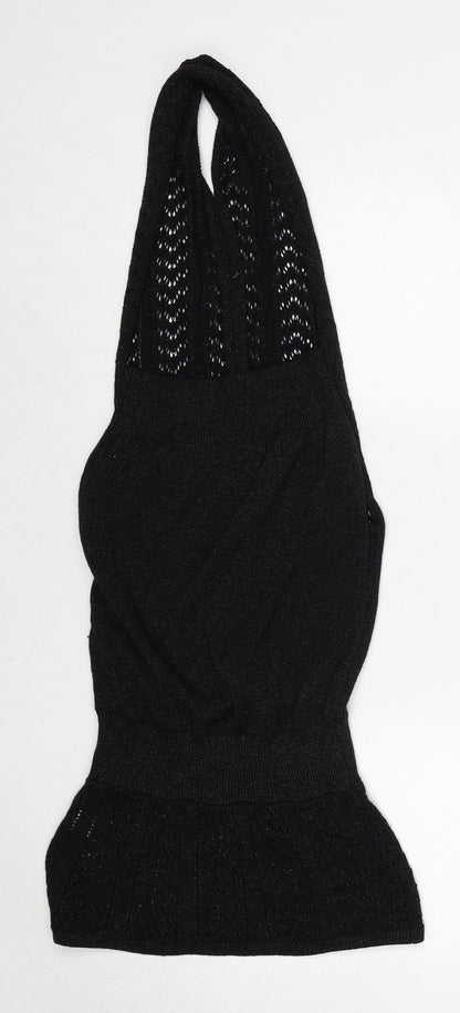 Anges Womens Black V-Neck Viscose Vest Jumper Size 10 - Size 10-12