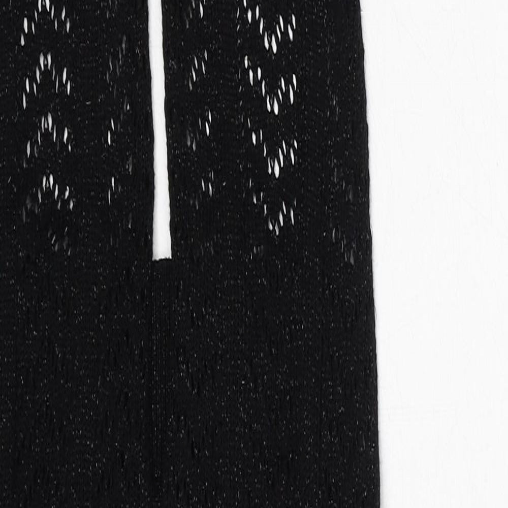 Anges Womens Black V-Neck Viscose Vest Jumper Size 10 - Size 10-12