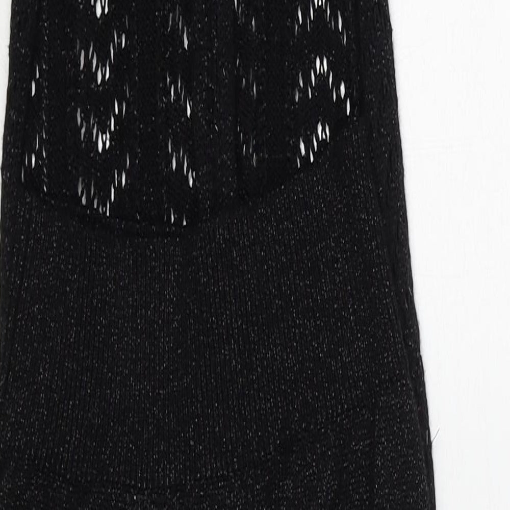 Anges Womens Black V-Neck Viscose Vest Jumper Size 10 - Size 10-12