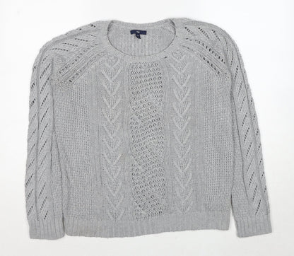 Gap Womens Grey Round Neck Nylon Pullover Jumper Size M