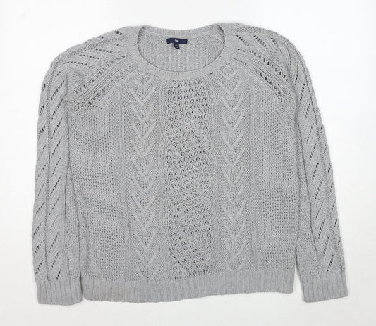 Gap Womens Grey Round Neck Nylon Pullover Jumper Size M