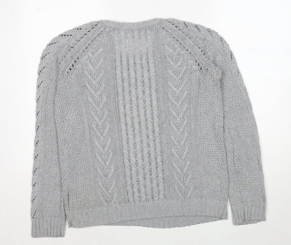 Gap Womens Grey Round Neck Nylon Pullover Jumper Size M