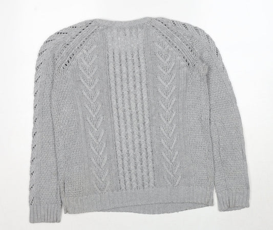 Gap Womens Grey Round Neck Nylon Pullover Jumper Size M