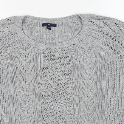 Gap Womens Grey Round Neck Nylon Pullover Jumper Size M