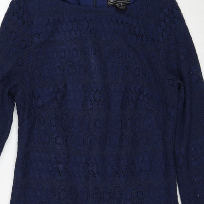 Jessica Howard Womens Blue Polyester Shift Size 10 Boat Neck Zip