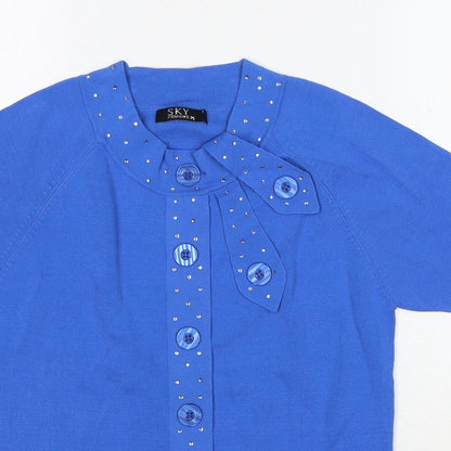 Womens UK Size S Sky Design Blue Cardigan Jumper
