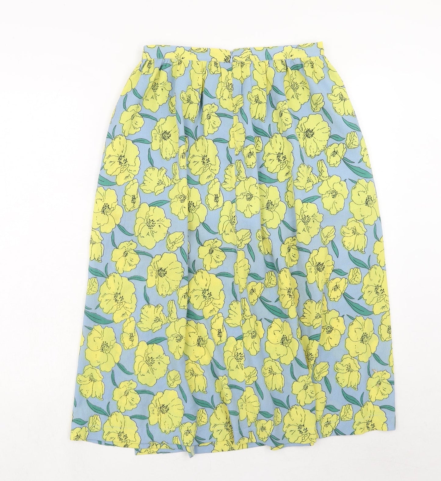 Louche Womens Yellow Floral Polyester Swing Skirt Size 10 Zip