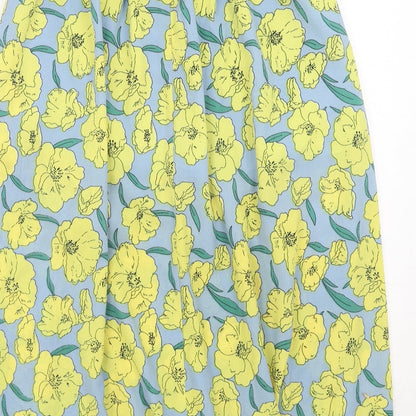 Louche Womens Yellow Floral Polyester Swing Skirt Size 10 Zip