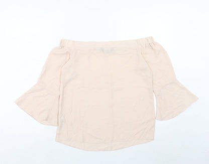 Dorothy Perkins Womens Pink Polyester Basic Blouse Size 8 Off the Shoulder