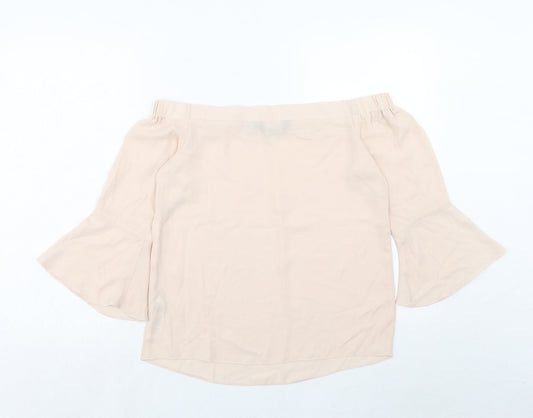 Dorothy Perkins Womens Pink Polyester Basic Blouse Size 8 Off the Shoulder