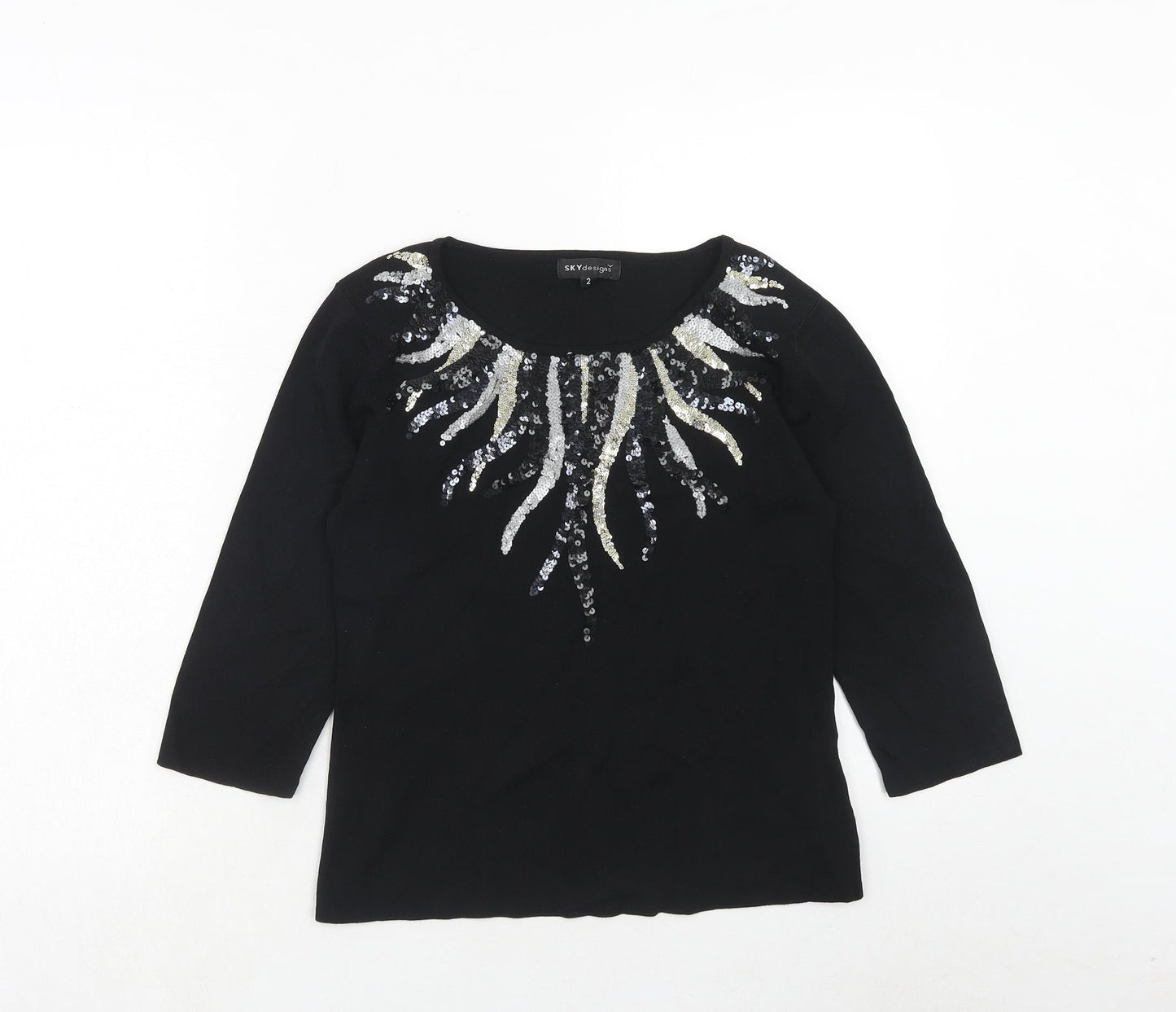 Womens UK Size S Sky Design Black Pullover Jumper