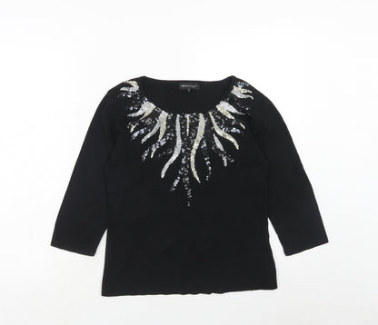Womens UK Size S Sky Design Black Pullover Jumper