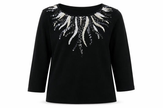 Womens UK Size S Sky Design Black Pullover Jumper