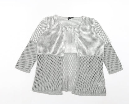 Claudia C Womens Grey Round Neck Acrylic Cardigan Jumper Size S