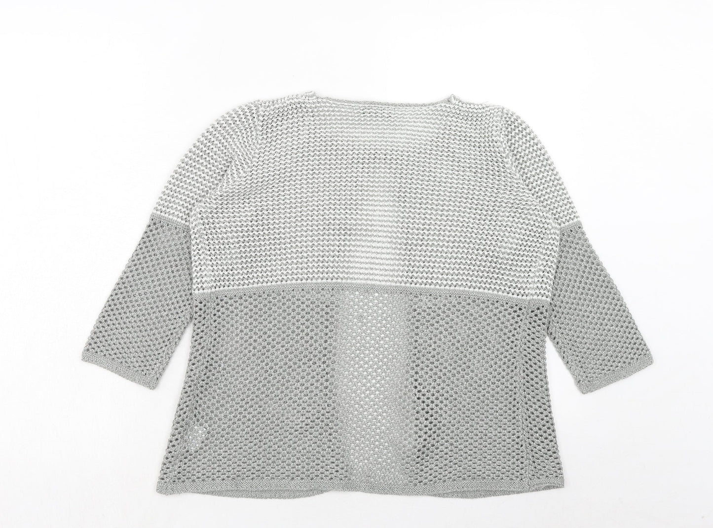 Claudia C Womens Grey Round Neck Acrylic Cardigan Jumper Size S